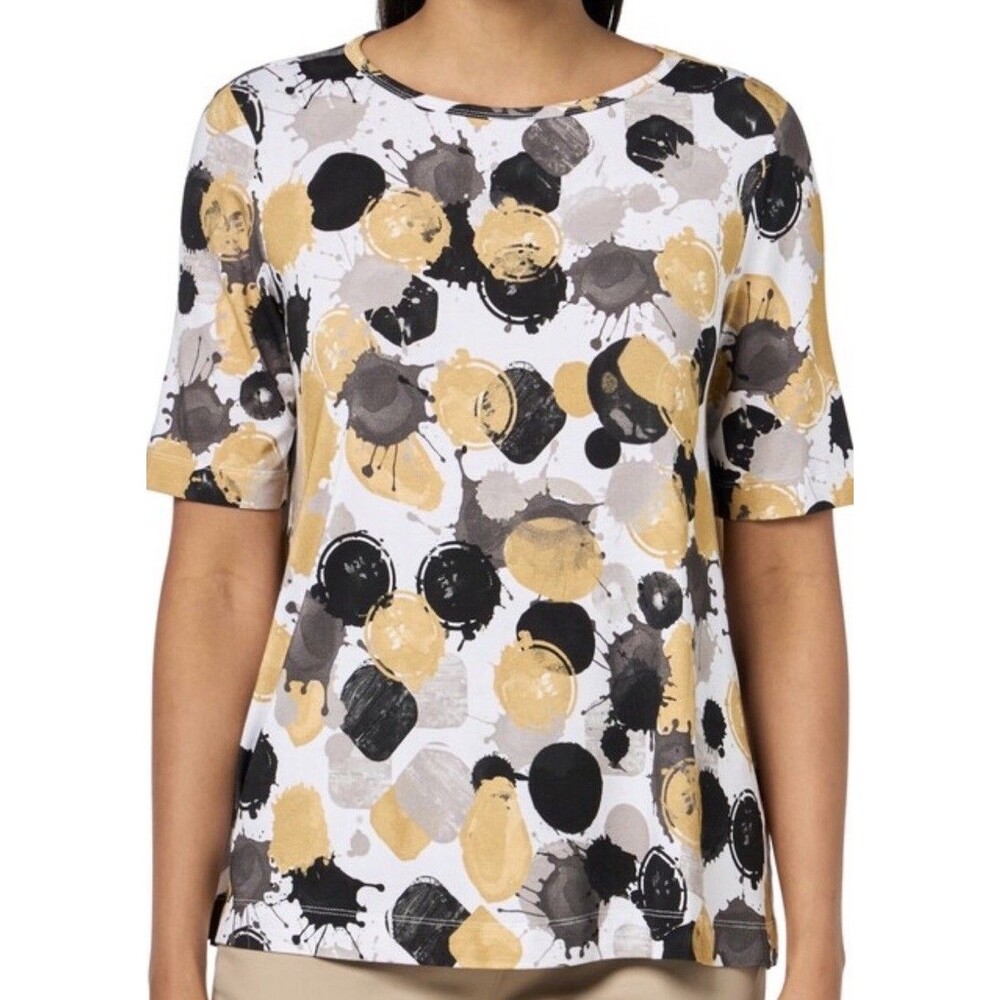 Ali Miles Knit Tunic Top Blouse Womens Size 2X Polka Dots Artsy Lagenlook Lagom